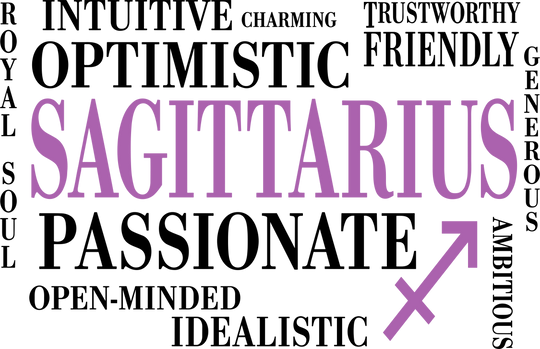 Sagittarius Qualities, Pink, Horizontal - Zodiacs & Horoscopes DTF Transfers