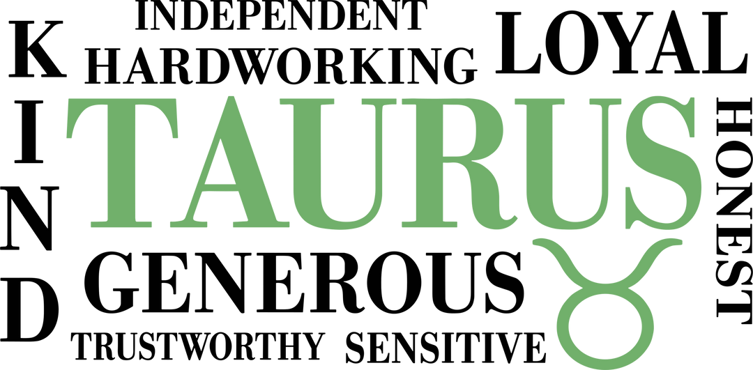 Taurus Qualities, Green, Horizontal - Zodiacs & Horoscopes DTF Transfers