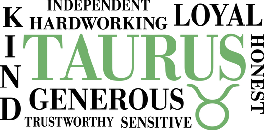Taurus Qualities, Green, Horizontal - Zodiacs & Horoscopes DTF Transfers