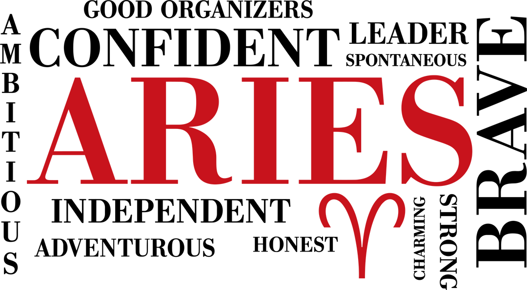 Aries Qualities, Red, Horizontal - Zodiacs & Horoscopes DTF Transfers