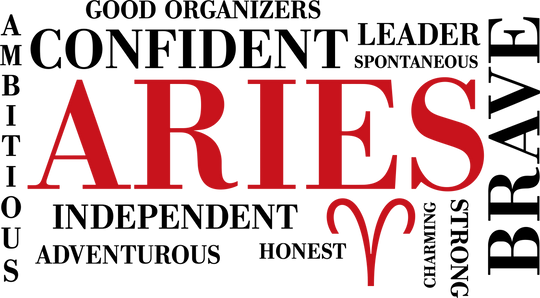 Aries Qualities, Red, Horizontal - Zodiacs & Horoscopes DTF Transfers