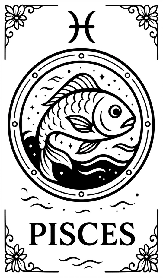 Pisces Tarot Card - Zodiacs & Horoscopes DTF Transfers