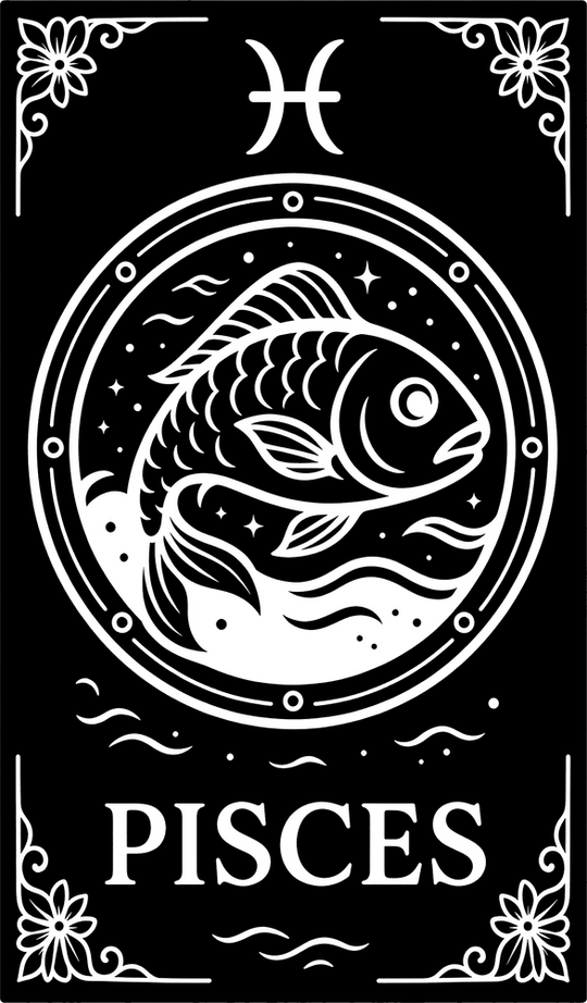 Pisces Tarot Card - Zodiacs & Horoscopes DTF Transfers