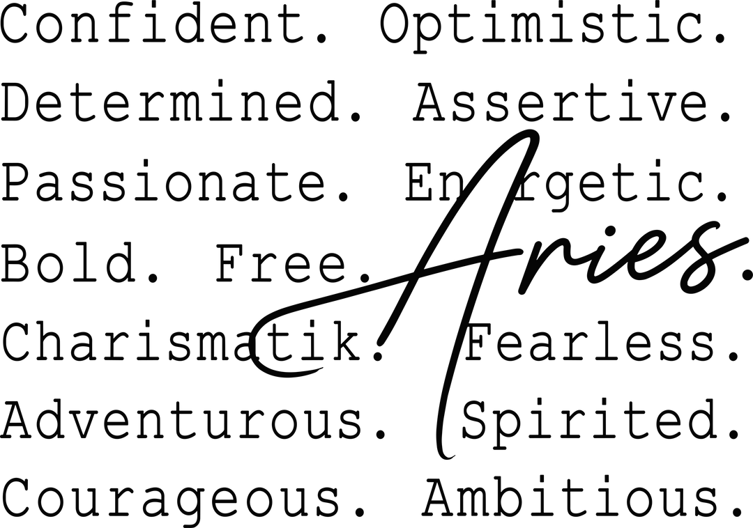 Aries Cursive B&W - Zodiacs & Horoscopes DTF Transfers