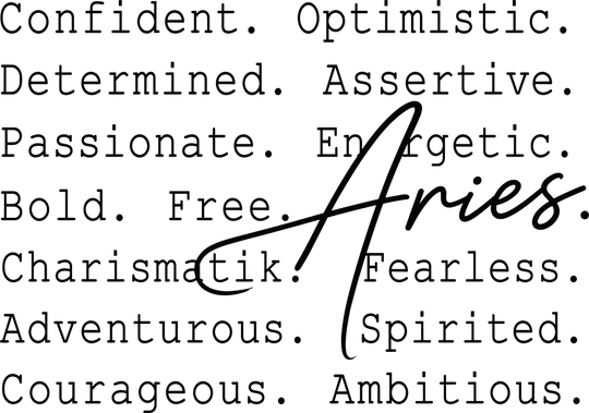 Aries Cursive B&W - Zodiacs & Horoscopes DTF Transfers