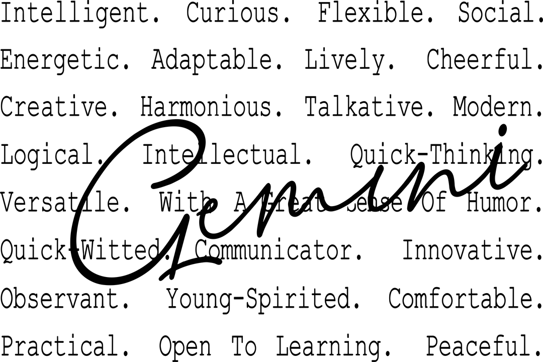 Gemini B&W - Zodiacs & Horoscopes DTF Transfers