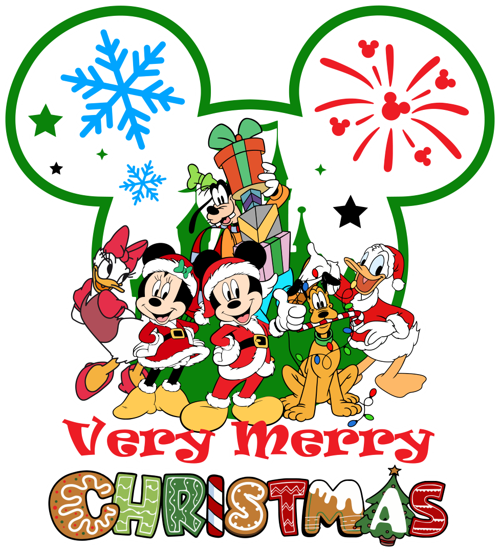 Very Merry Christmas Green Design - Disney Iron On DTF Transfer