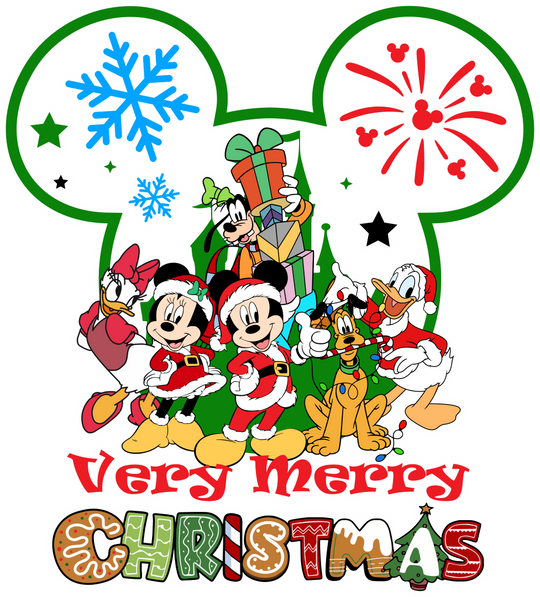 Very Merry Christmas Green Design - Disney Iron On DTF Transfer