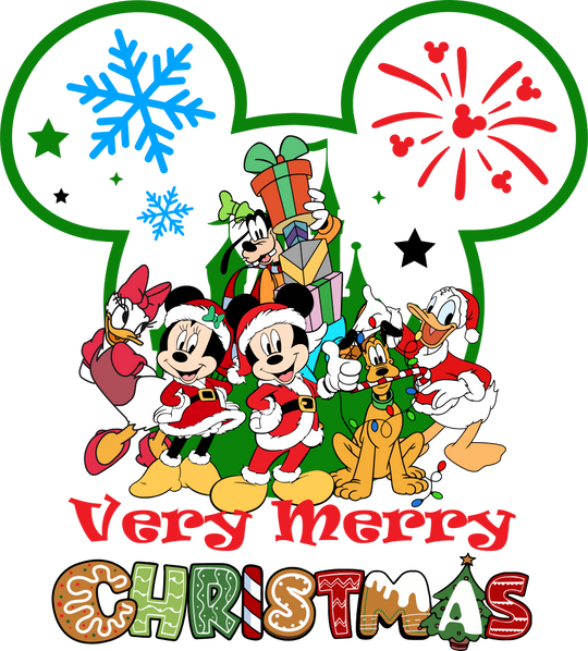 Very Merry Christmas Green Design - Disney Iron On DTF Transfer