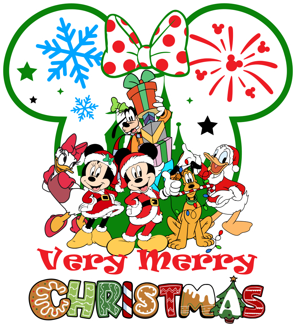 Very Merry Christmas Green Design - Disney Iron On DTF Transfer