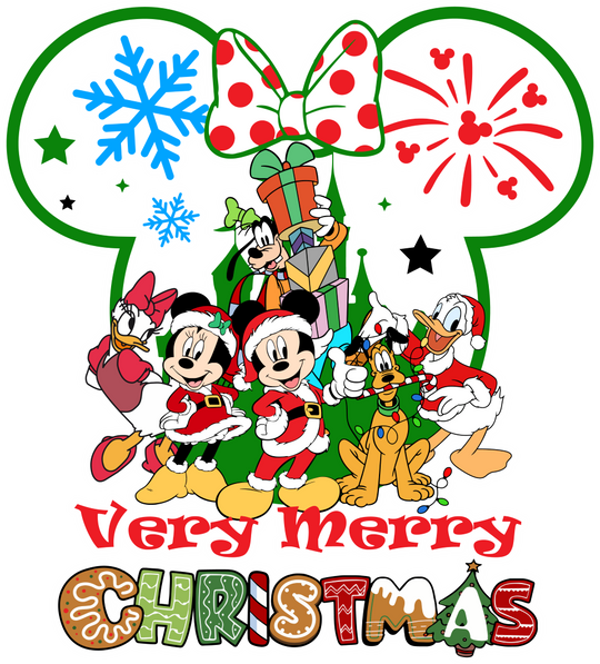 Very Merry Christmas Green Design - Disney Iron On DTF Transfer