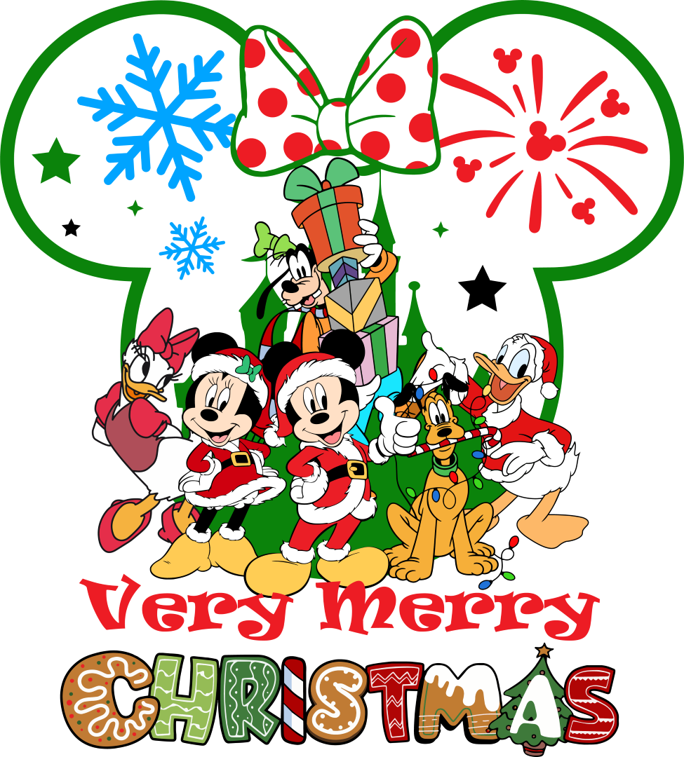 Very Merry Christmas Green Design - Disney Iron On DTF Transfer