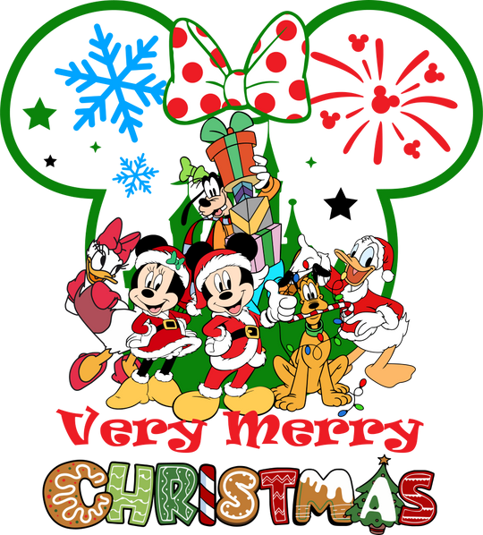 Very Merry Christmas Green Design - Disney Iron On DTF Transfer