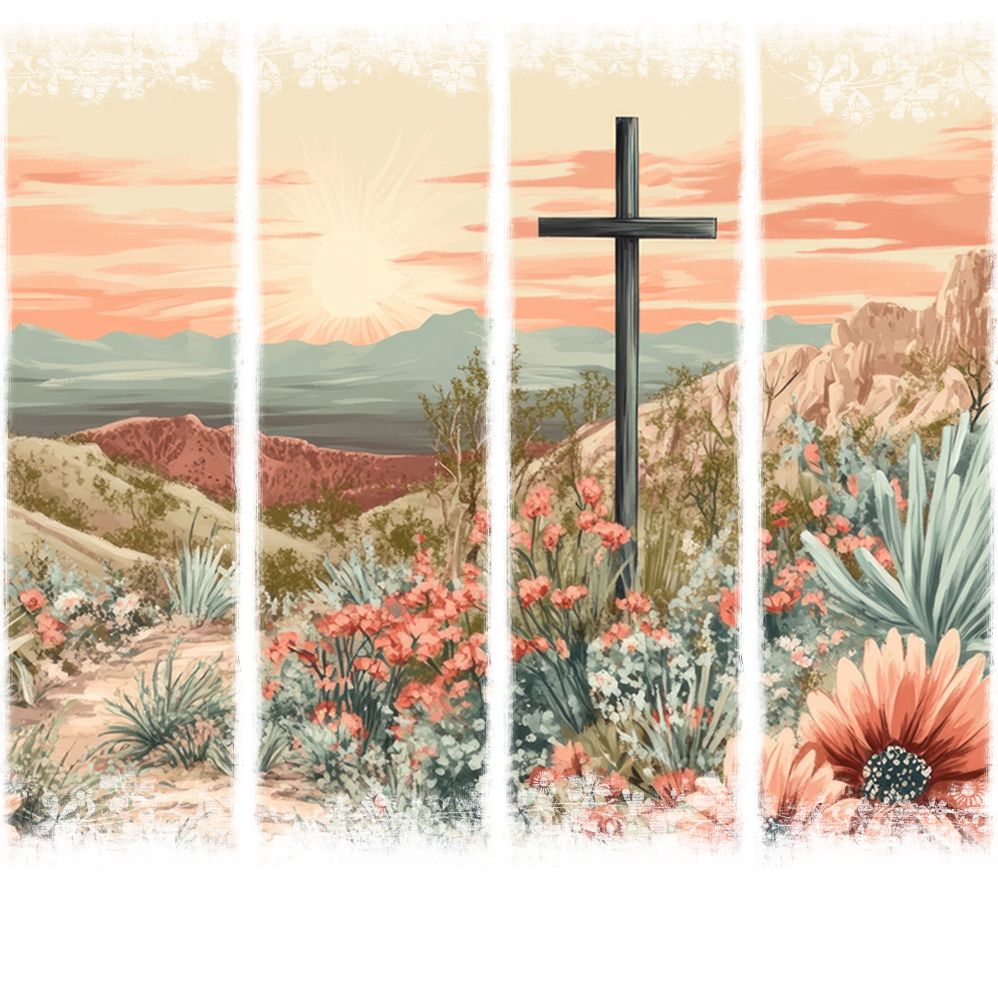 Cross Flowers Colorful Design - Christianity DTF Transfer