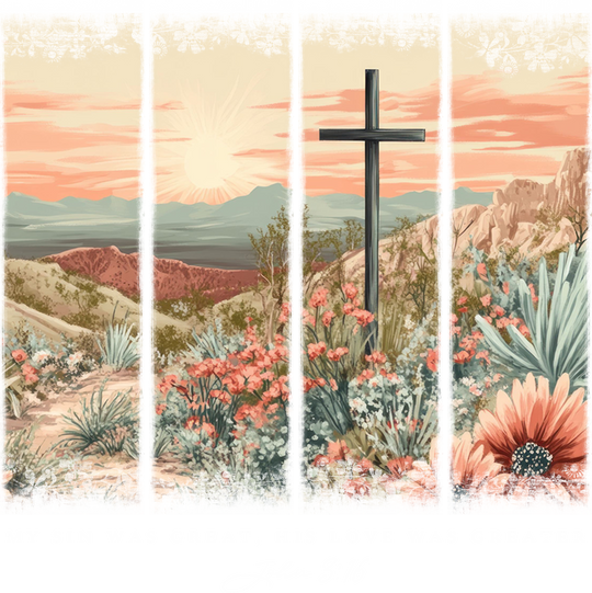 Cross Flowers Colorful Design - Christianity DTF Transfer