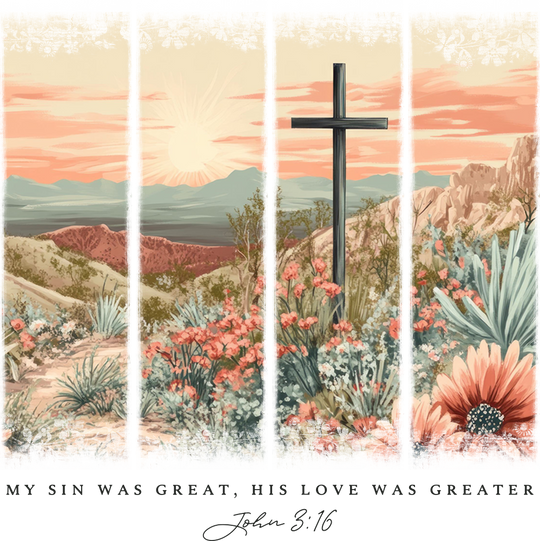 Cross Flowers Colorful Design - Christianity DTF Transfer