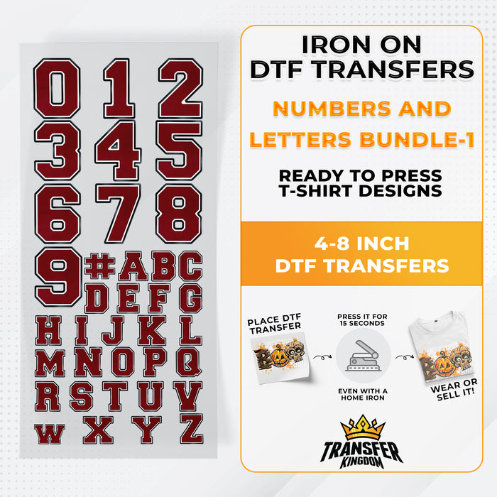 Numbers And Letters Bundle T-shirt Designs Premade DTF Gangsheet - DTF Bundle 1