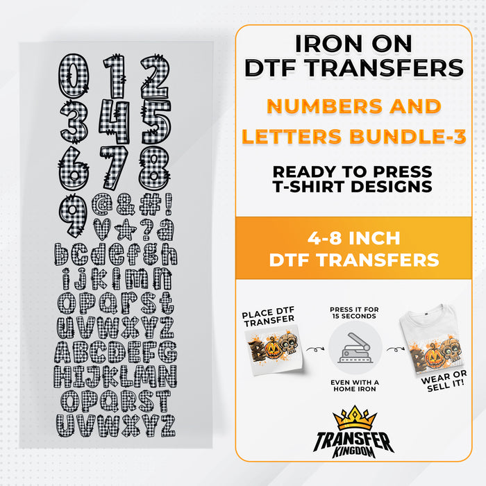Numbers And Letters Bundle T-shirt Designs Premade DTF Gangsheet - DTF Bundle 3