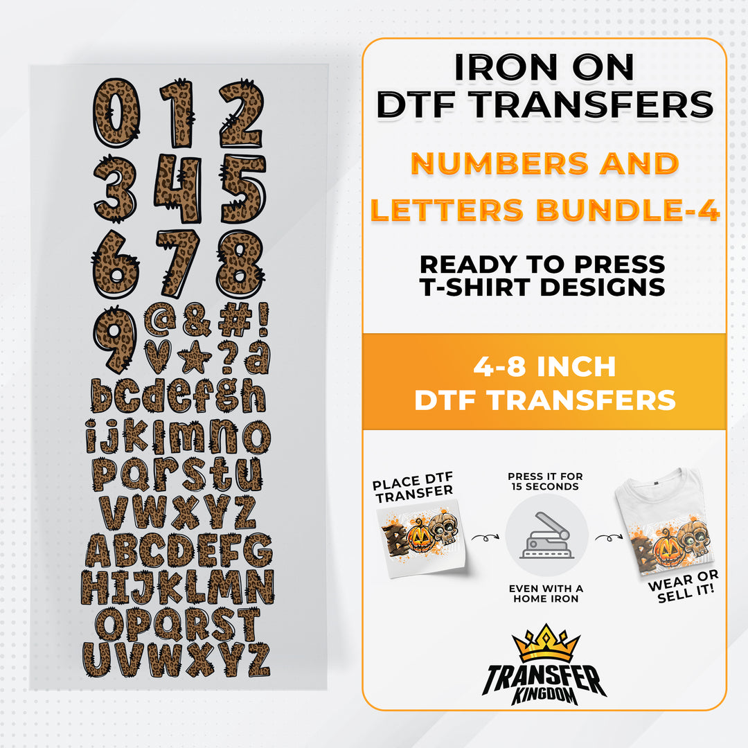 Numbers And Letters Bundle T-shirt Designs Premade DTF Gangsheet - DTF Bundle 4