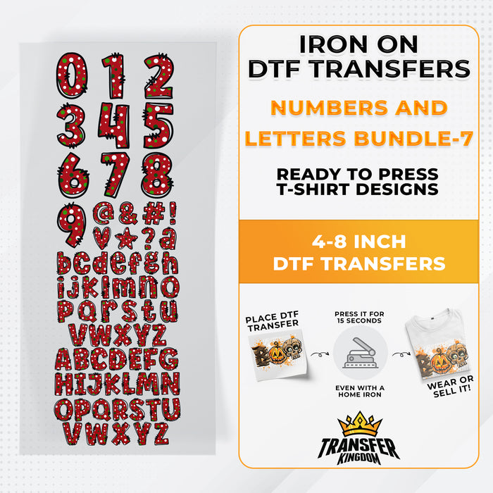 Numbers And Letters Bundle T-shirt Designs Premade DTF Gangsheet - DTF Bundle 7