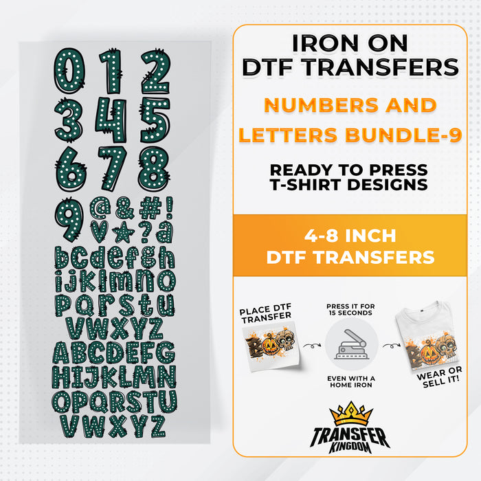 Numbers And Letters Bundle T-shirt Designs Premade DTF Gangsheet - DTF Bundle 9