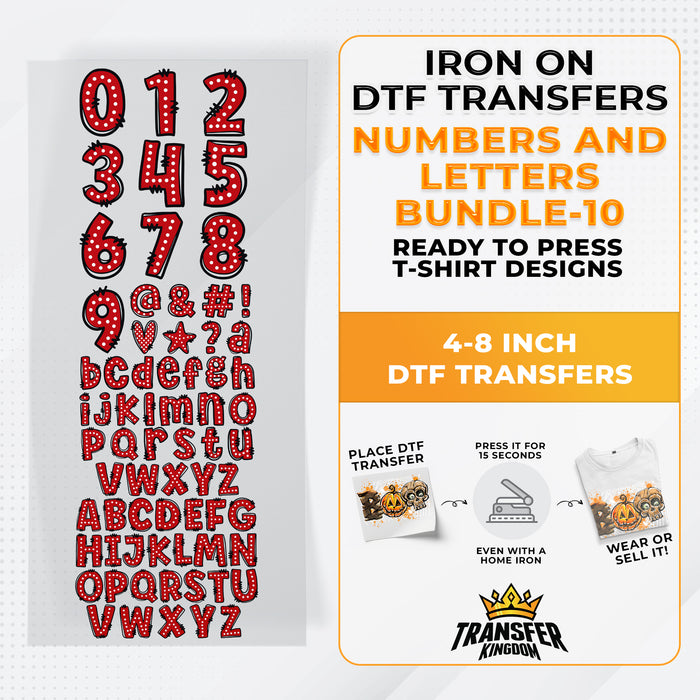 Numbers And Letters Bundle T-shirt Designs Premade DTF Gangsheet - DTF Bundle 10