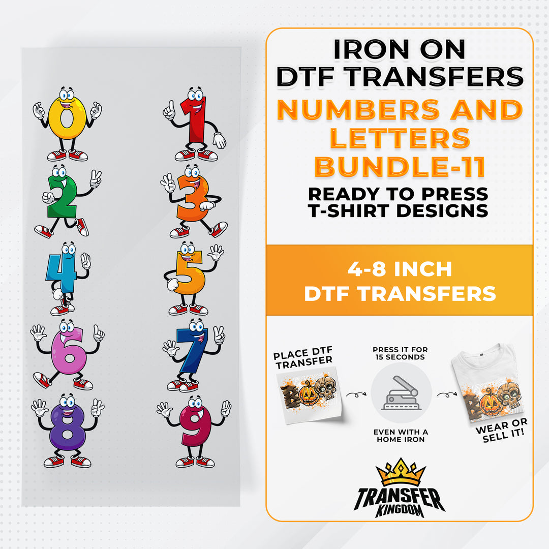 Numbers And Letters Bundle T-shirt Designs Premade DTF Gangsheet - DTF Bundle 11