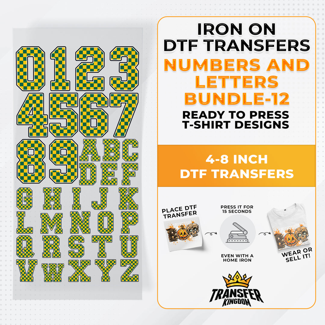 Numbers And Letters Bundle T-shirt Designs Premade DTF Gangsheet - DTF Bundle 12