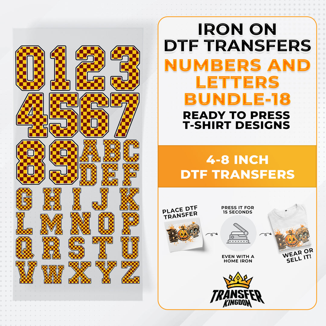 Numbers And Letters Bundle T-shirt Designs Premade DTF Gangsheet - DTF Bundle 18