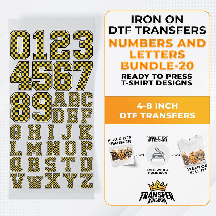 Numbers And Letters Bundle T-shirt Designs Premade DTF Gangsheet - DTF Bundle 20