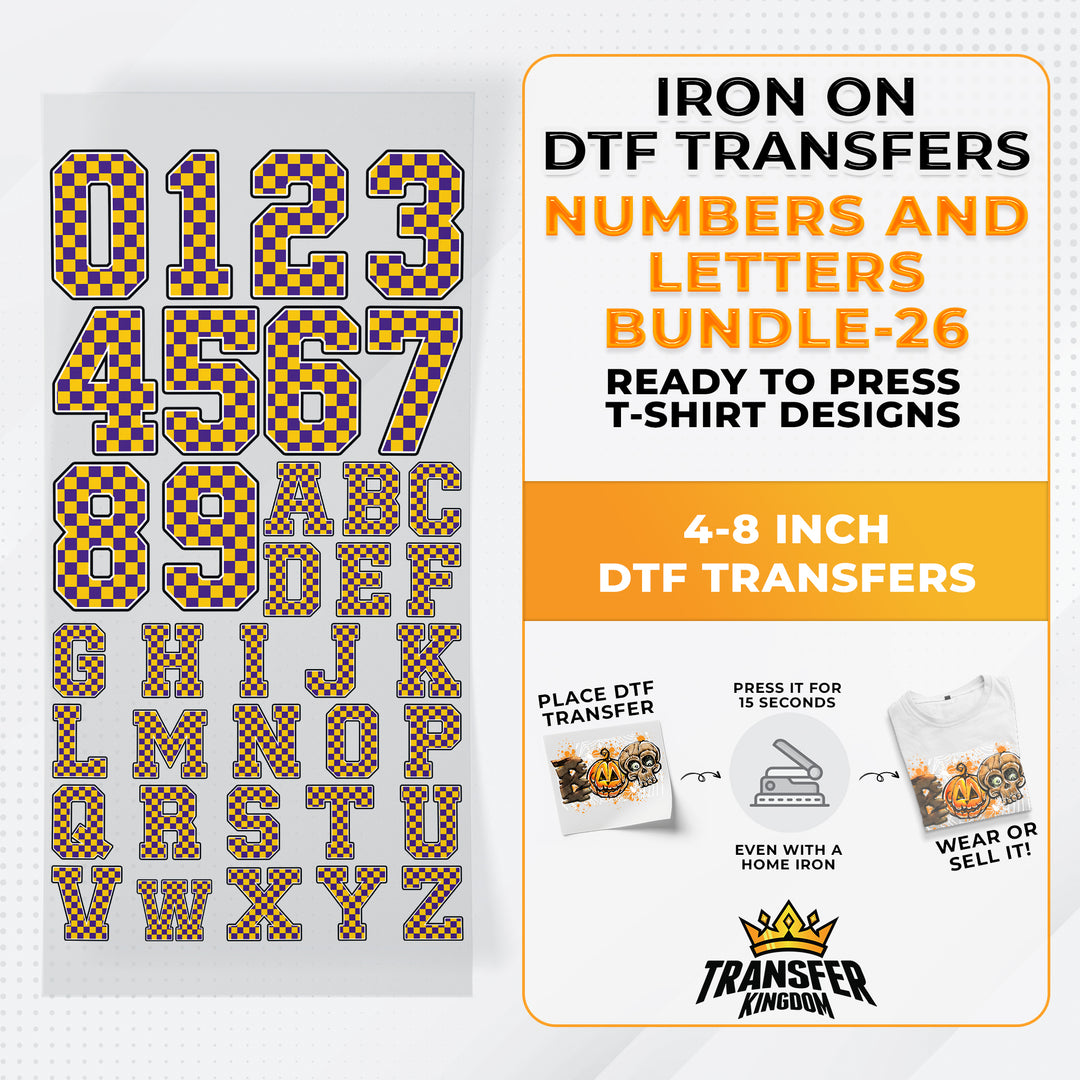 Numbers And Letters Bundle T-shirt Designs Premade DTF Gangsheet - DTF Bundle 26