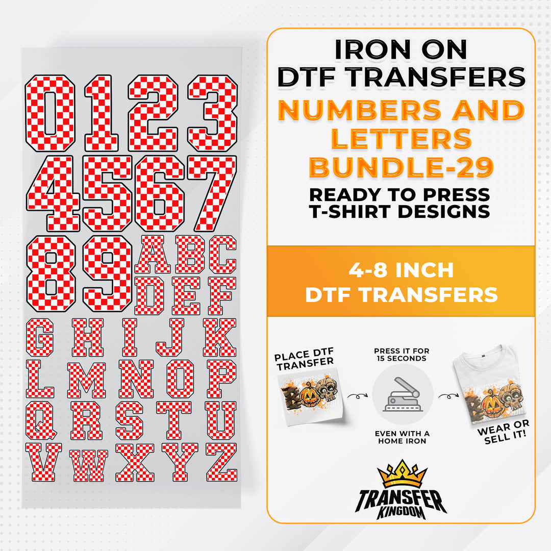 Numbers And Letters Bundle T-shirt Designs Premade DTF Gangsheet - DTF Bundle 29