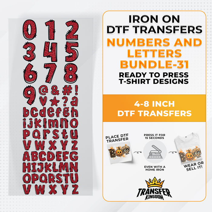 Numbers And Letters Bundle T-shirt Designs Premade DTF Gangsheet - DTF Bundle 31