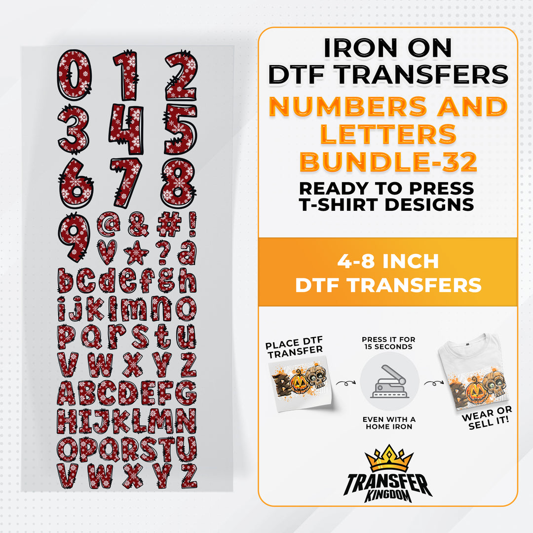Numbers And Letters Bundle T-shirt Designs Premade DTF Gangsheet - DTF Bundle 32