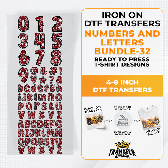 Numbers And Letters Bundle T-shirt Designs Premade DTF Gangsheet - DTF Bundle 32