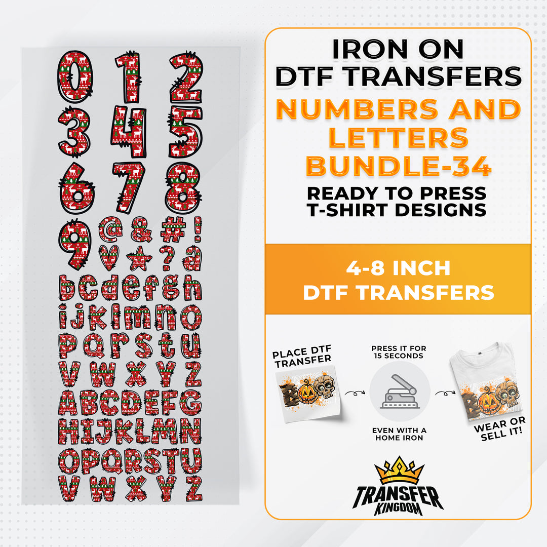 Numbers And Letters Bundle T-shirt Designs Premade DTF Gangsheet - DTF Bundle 34
