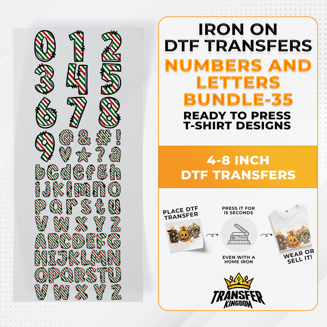 Numbers And Letters Bundle T-shirt Designs Premade DTF Gangsheet - DTF Bundle 35