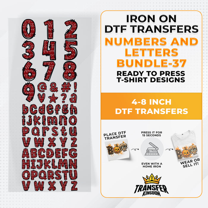 Numbers And Letters Bundle T-shirt Designs Premade DTF Gangsheet - DTF Bundle 37