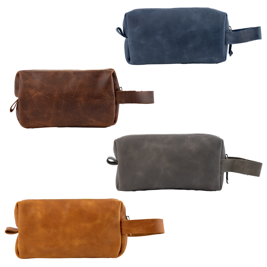 Custom Engraved Leather Dopp Kit for Men