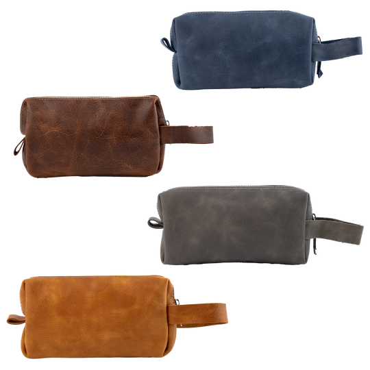 Custom Engraved Leather Dopp Kit for Men