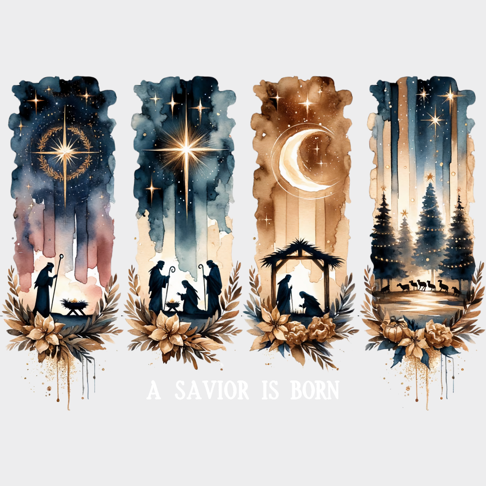 A Savior Is Born - Christmas DTF Transfer Adult Unisex - S & M (10’’) / Light Color Design (See Imaging)