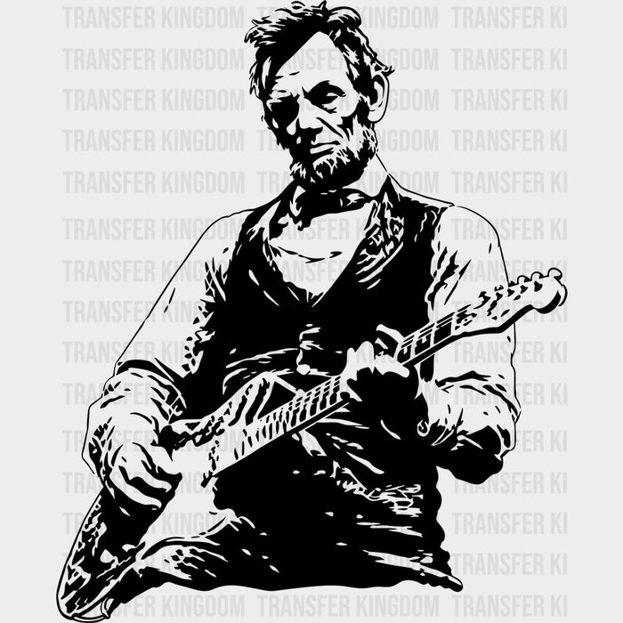 Abraham Lincoln Playing Guitar - Music DTF Transfers