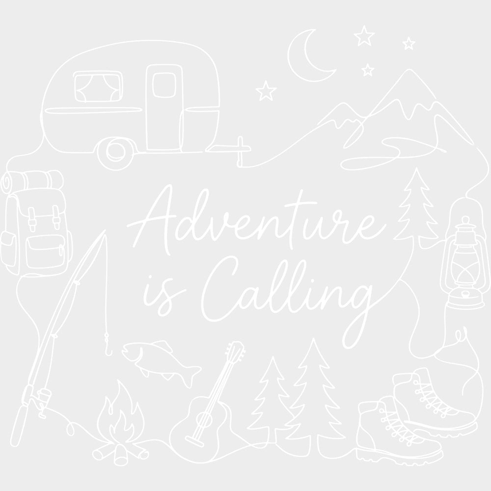 Adventure Is Calling - Camping DTF Transfers - Adult Unisex - S & M (10’’) / Light Color Design (See Imaging)