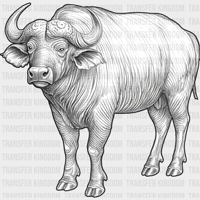 African Buffalo B&W - Animals DTF Transfers