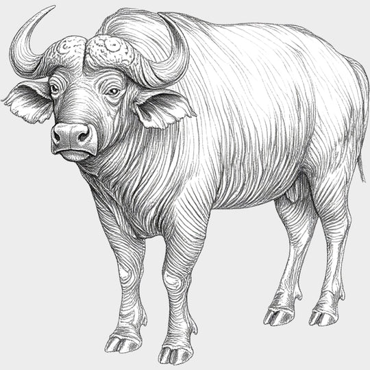 African Buffalo B&W - Animals DTF Transfers - Adult Unisex - S & M (10’’) / Light Color Design (See Imaging)