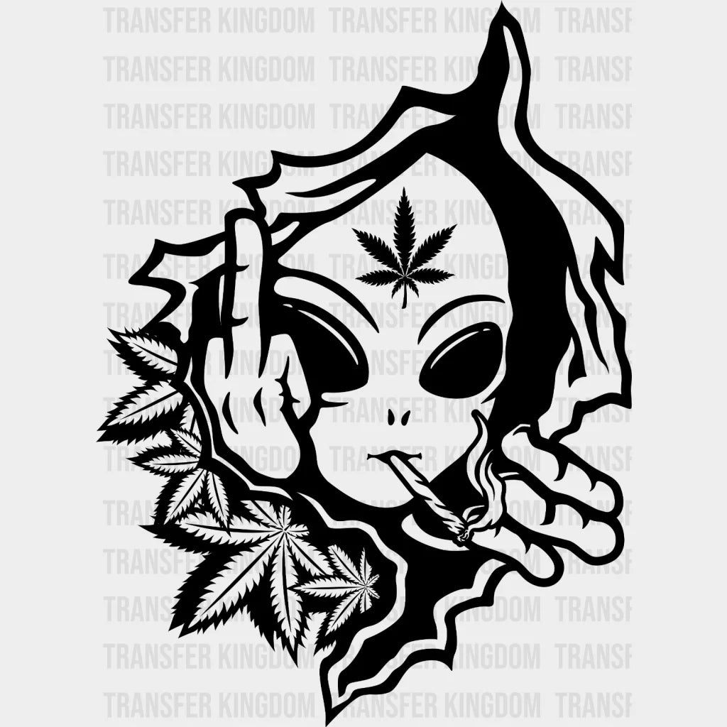 Alien Smoking Weed - Funny Pothead Design Dtf Heat Transfer