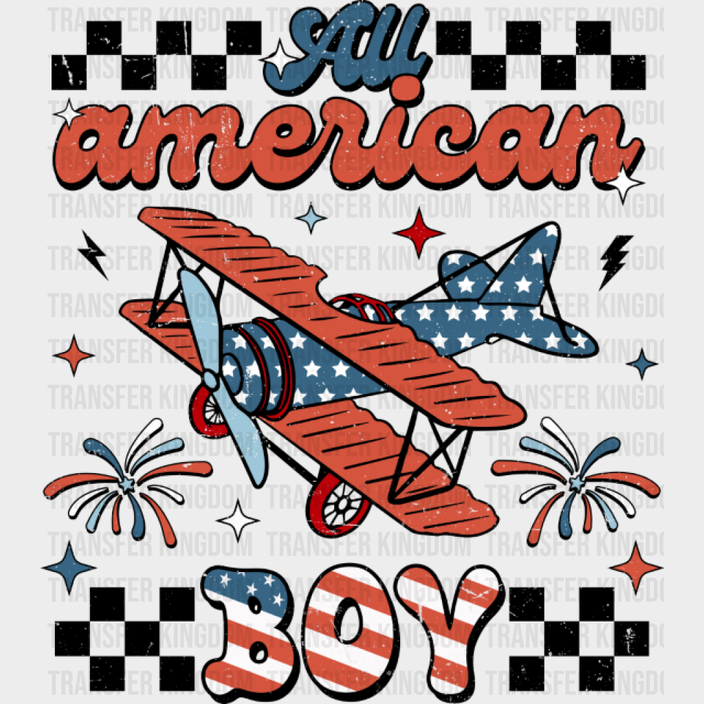 All American Boy Plane - Kids Dtf Heat Transfer