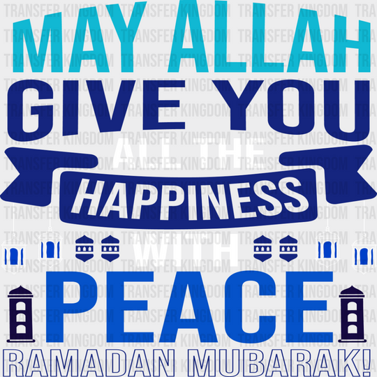 All The Happiness With Peace - Muslim Dtf Transfer Unisex S & M (10’’) / Light Color Design See