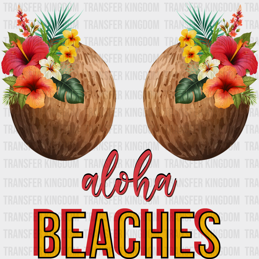 Aloha Beaches Coconut - Summer Dtf Transfer Unisex S & M (10’)