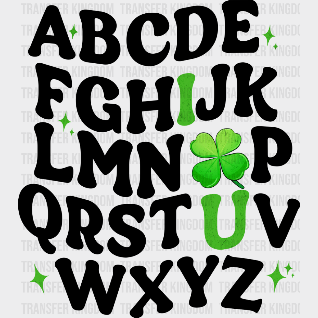 Alphabet I Love You Clover Design - St. Patrick’s Day DTF Transfer